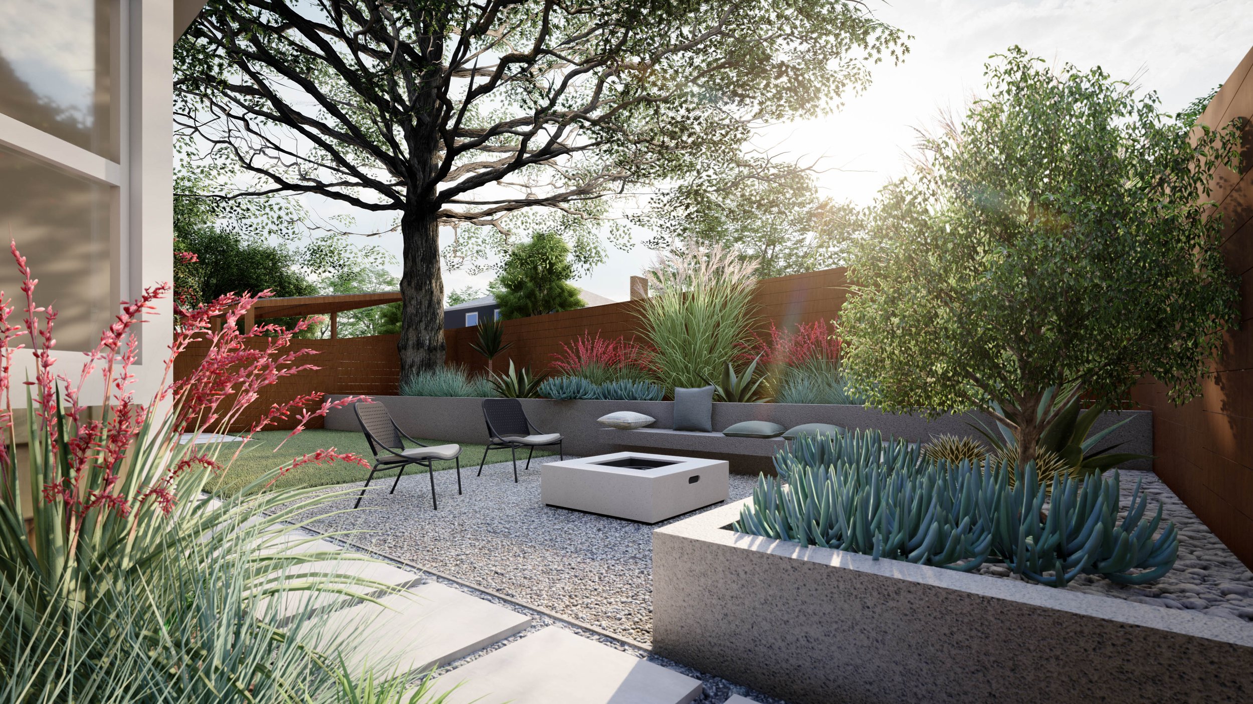 加州的后院景观设计，beplay手机官网app以低水量和低维护植物为特色