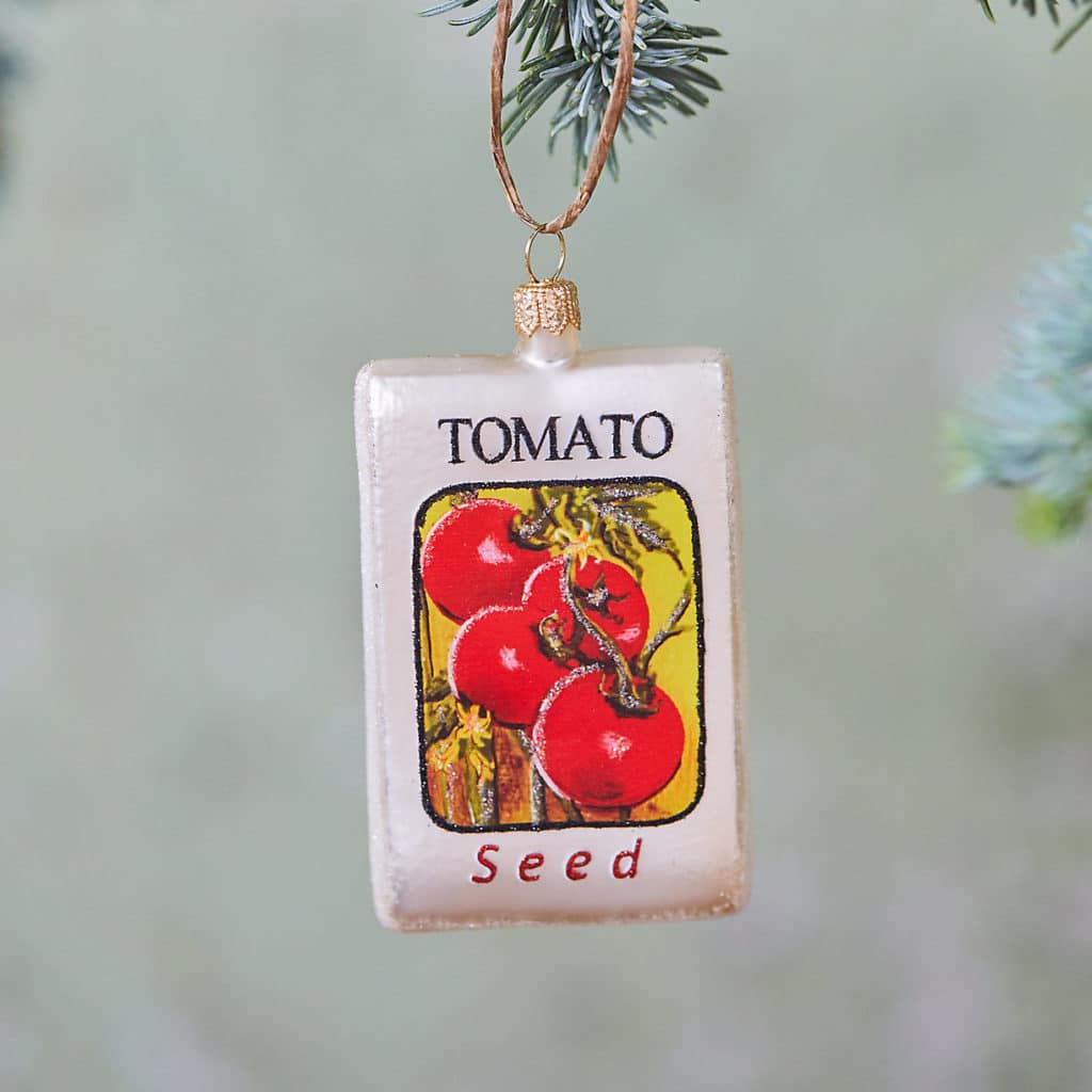 树枝上的番茄种子包装饰